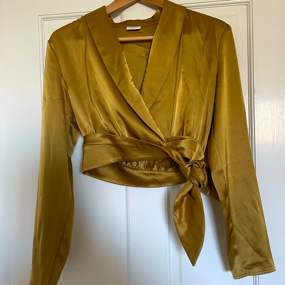 NWOT Aritzia Babaton Davis Blouse - gold/yellow- XS - Picture 4 of 13